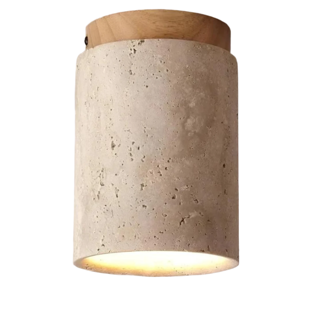 ZenLight | LED Ceiling Light Fixture with Natural Travertine Design | Minimalist Flush Mount for Serene Ambience 1