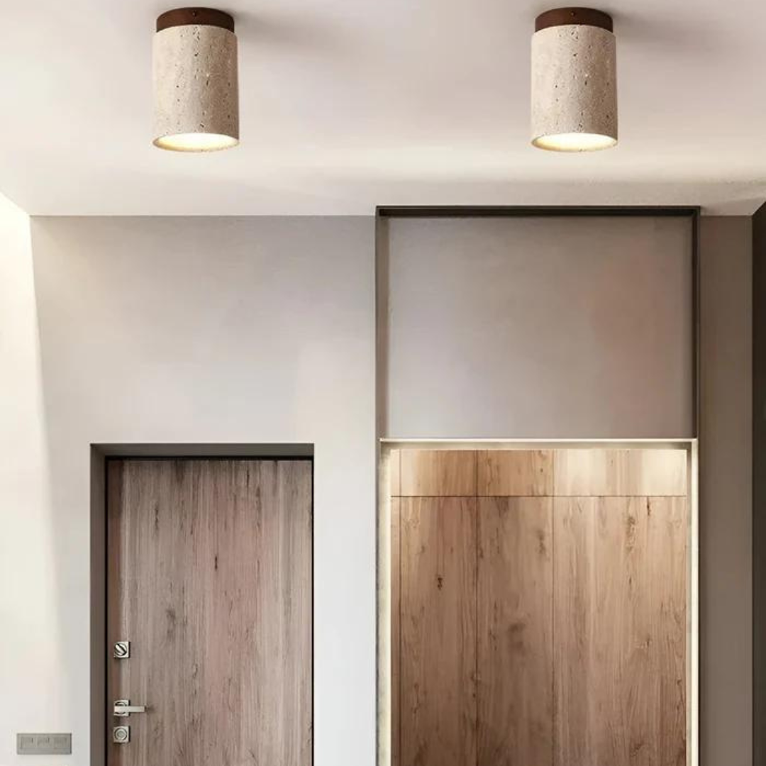 ZenLight | LED Ceiling Light Fixture with Natural Travertine Design | Minimalist Flush Mount for Serene Ambience 2