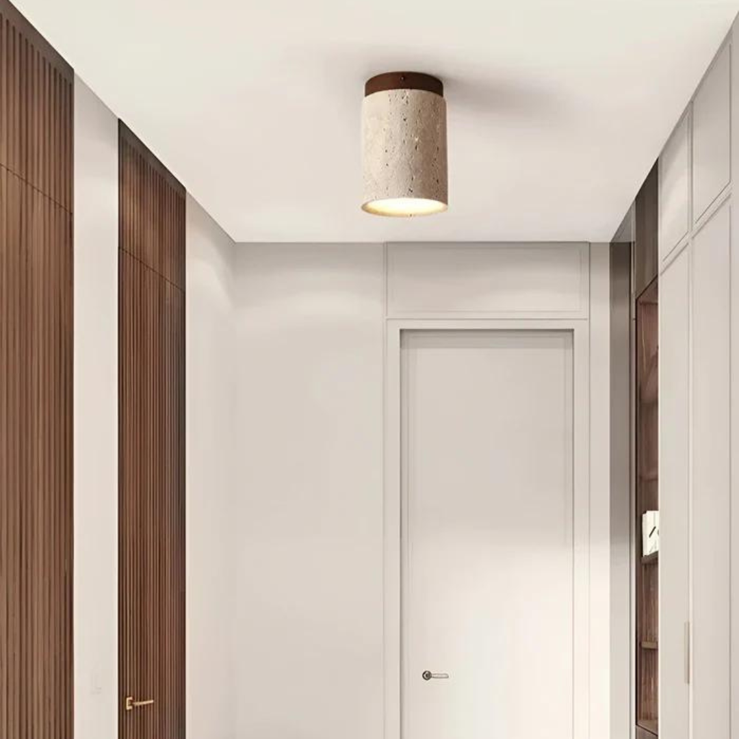 ZenLight | LED Ceiling Light Fixture with Natural Travertine Design | Minimalist Flush Mount for Serene Ambience 4