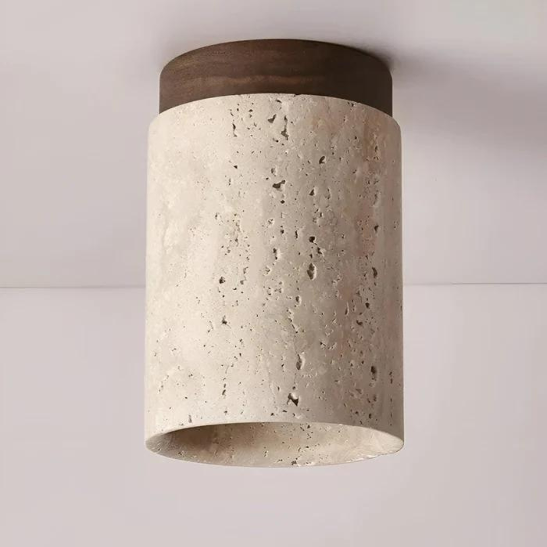 ZenLight | LED Ceiling Light Fixture with Natural Travertine Design | Minimalist Flush Mount for Serene Ambience 7