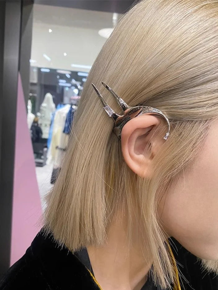 Elysia - Elf Wing Silver Ear Cuff for Women