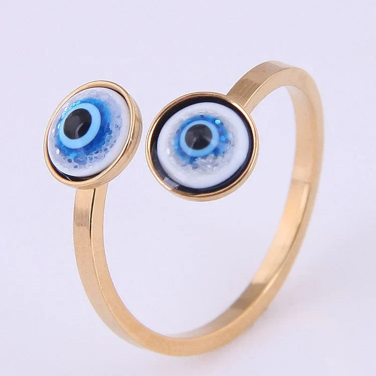 Esra Adjustable Evil Eye Ring - Protective Silver