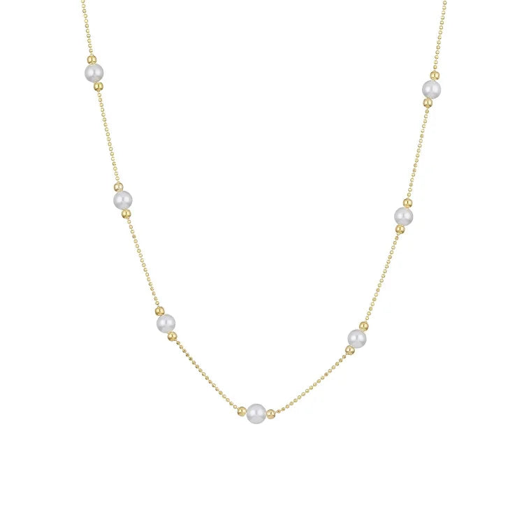Serena - Timeless Gold Pearl Necklace for Women