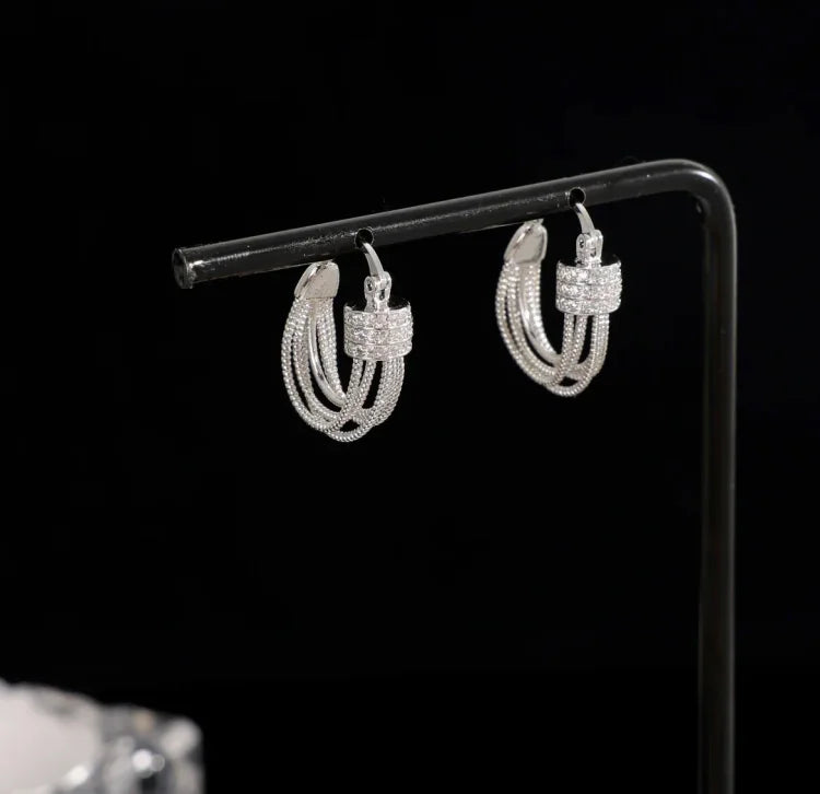 Aria - Geometric Layered Earrings in Gold and Silver for Women