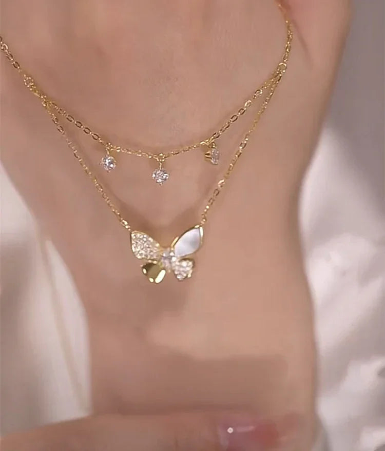 Elayna - Double-Layered Butterfly Necklace for Women