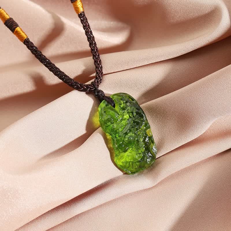 Alina Green Moldavite Pendant Necklace - Purifying Crystal for Spiritual Growth