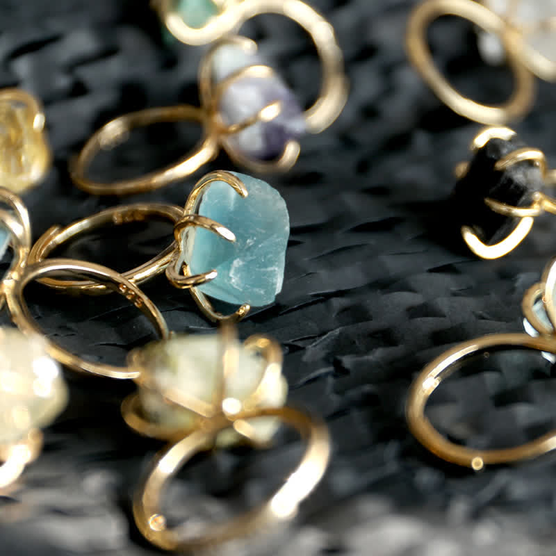 Liora - Adjustable Six-Prong Natural Crystal Ring