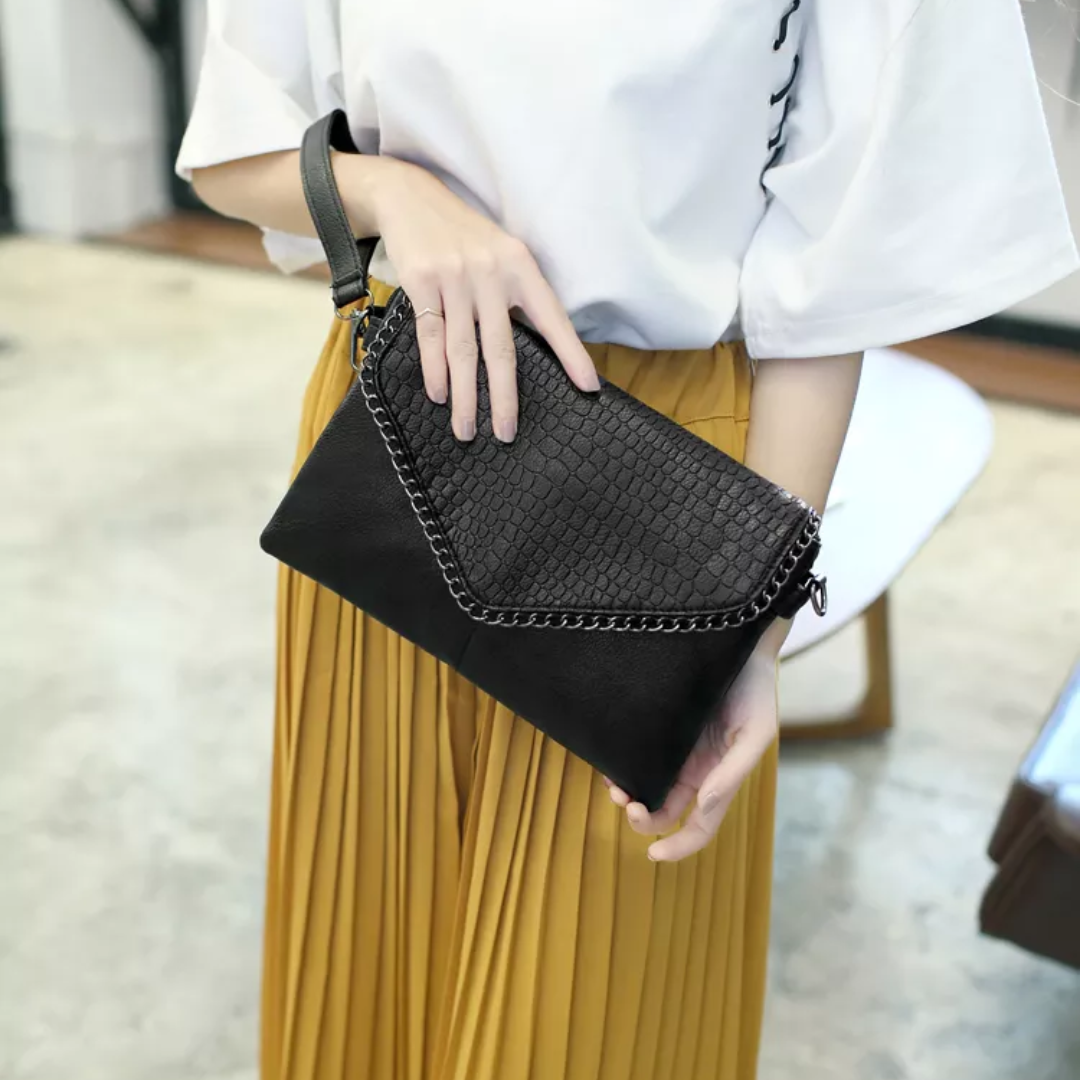 Alexa Clutch - Elegant Crocodile-Print Evening Bag