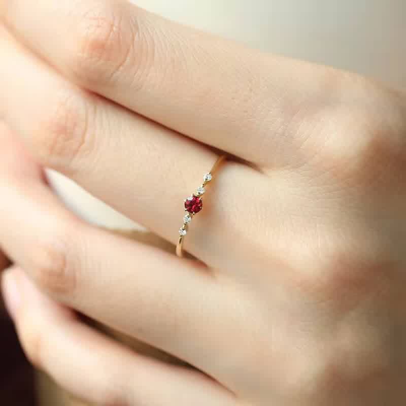 Elara - 18K Gold Garnet Stone Ring for Women