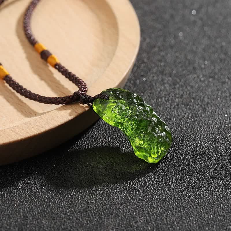 Alina Green Moldavite Pendant Necklace - Purifying Crystal for Spiritual Growth