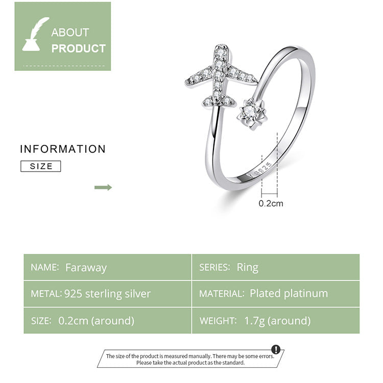 Airplane - Adjustable 925 Silver Ring