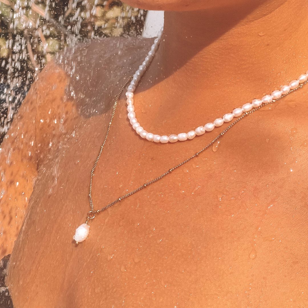 Anisa Baroque Pearl Pendant Necklace - Gold Accents