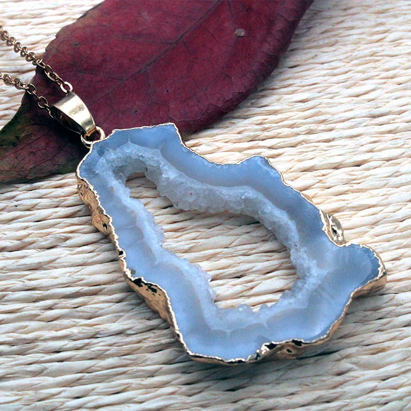 Natural Crystal Geode - Pendant Necklace