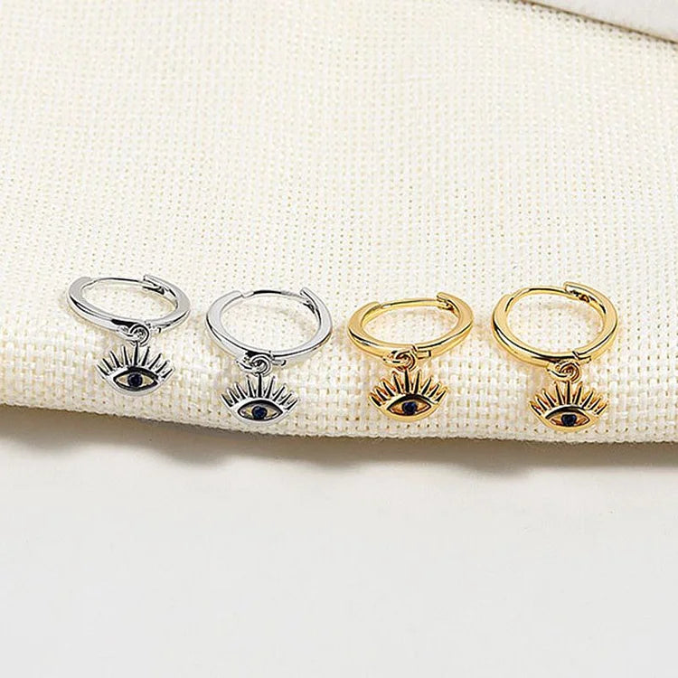 Noa Gold/Silver Evil Eye Drop Earrings - 925 Silver