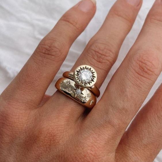 Ziva - Vintage Gold Crystal Ring Set