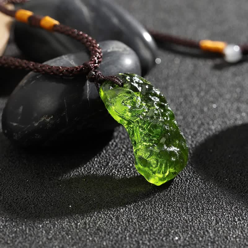 Alina Green Moldavite Pendant Necklace - Purifying Crystal for Spiritual Growth