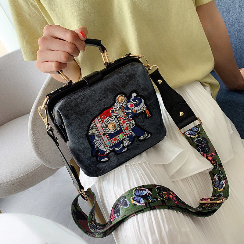 RoxyBag - Luxe Crossbody Bag with Embroidered Elephant Design