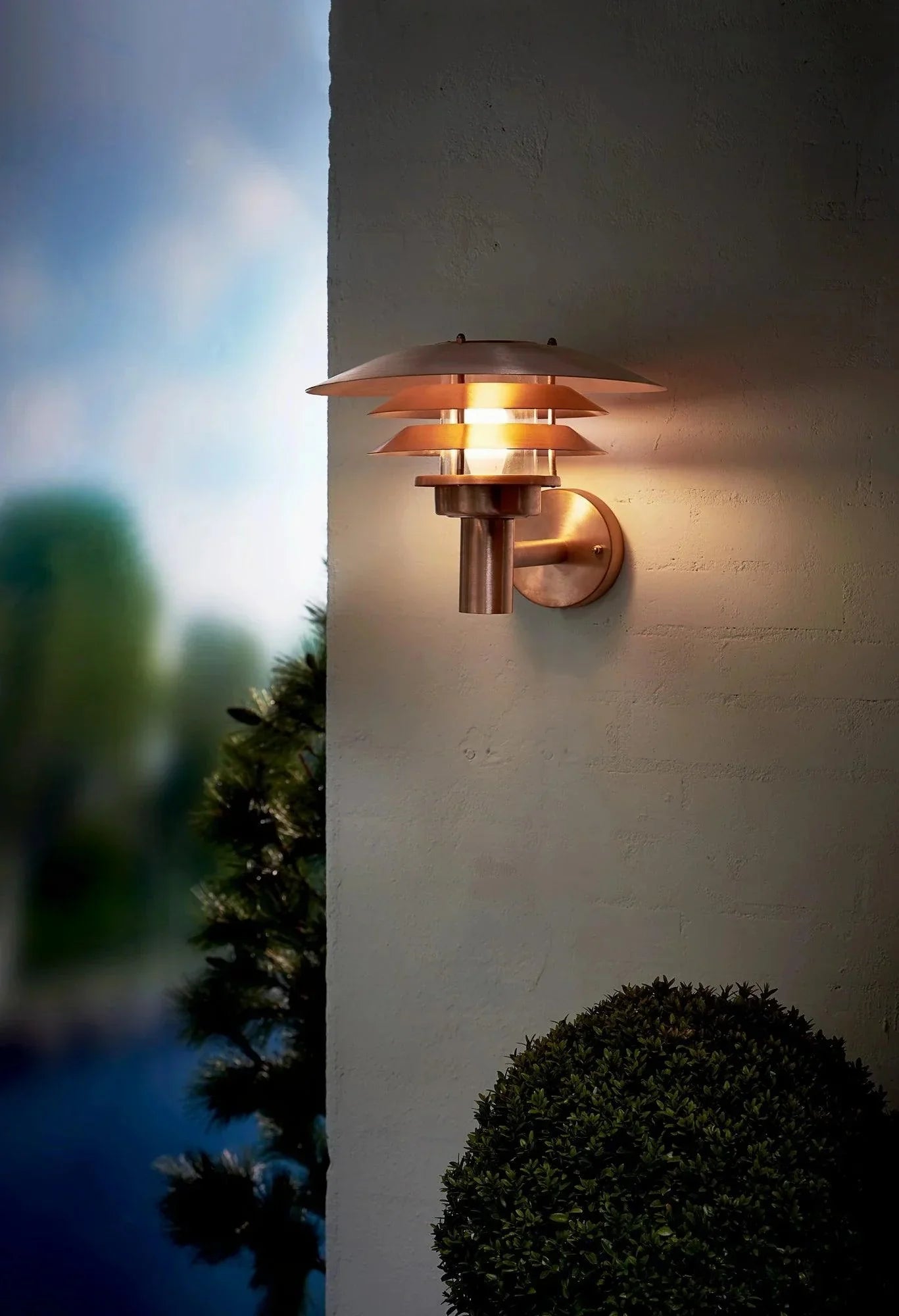 VenoLight Outdoor Lamp - Copper E27 Wall Light with Clear Glass