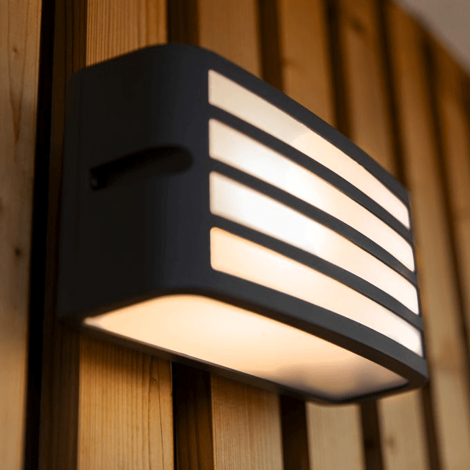 ZebraGlow Outdoor Lamp - Dark Gray Grille E27 Wall Light