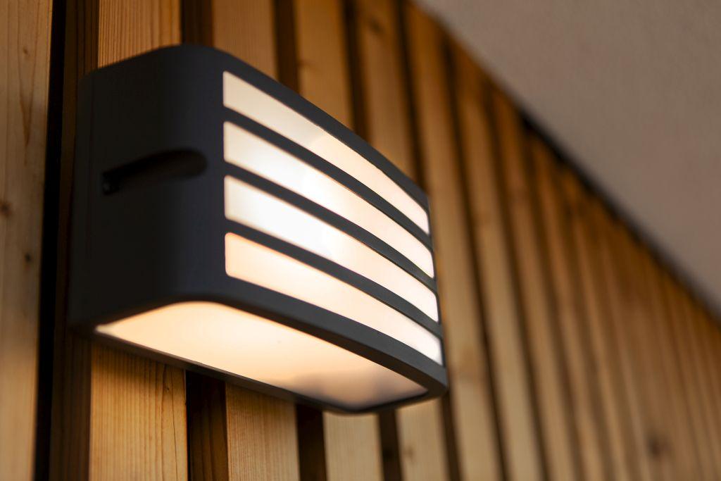 ZebraGlow Outdoor Lamp - Dark Gray Grille E27 Wall Light