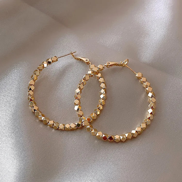 Nina - Faceted Hoop Earrings in Gold and Silver for Women