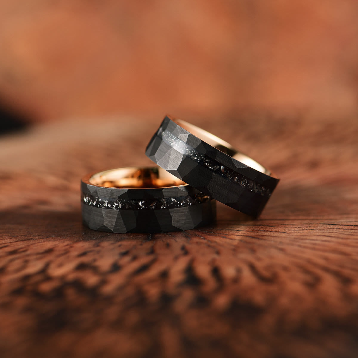 Ares - 8mm Black Tourmaline Tungsten Carbide Ring for Men