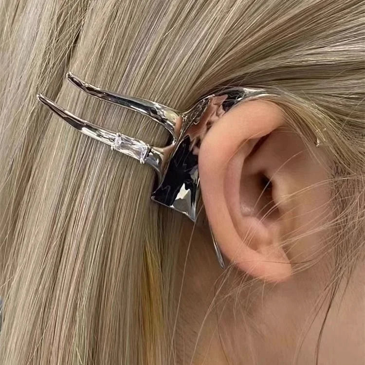 Elysia - Elf Wing Silver Ear Cuff for Women