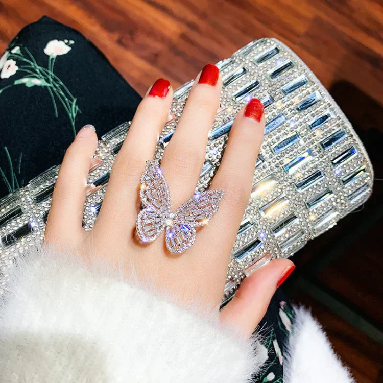 Elena - Crystal Butterfly Ring for Women