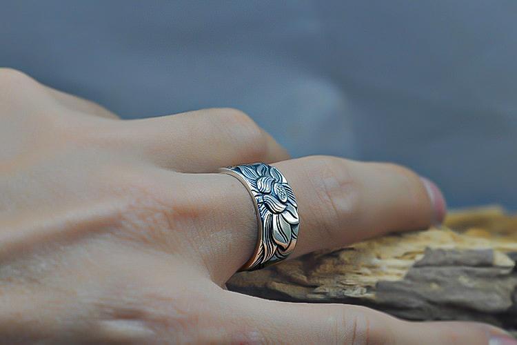 Lotus Sutra - Silver Adjustable Ring