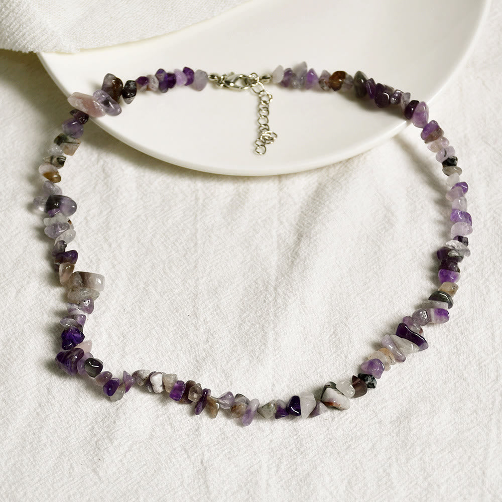 Lina Polished Crystal Necklace with Natural Gemstones