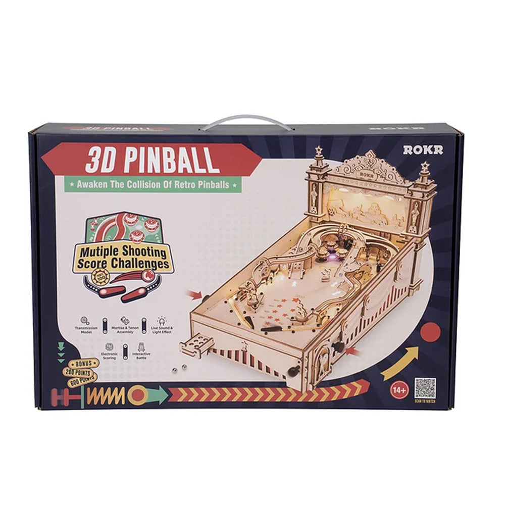 FlipCraft 3D Wooden Puzzle - Build and Play Pinball Machine