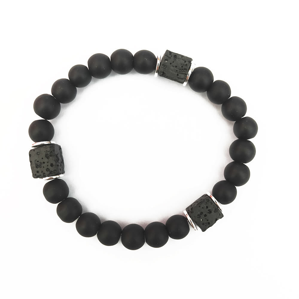 Aurelia - Matte Black Onyx and Lava Stone Bracelet