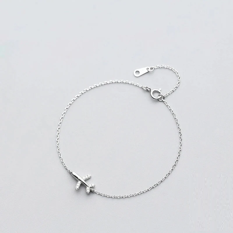 SkyFly Bracelet - Sterling Silver Airplane Travel Bracelet