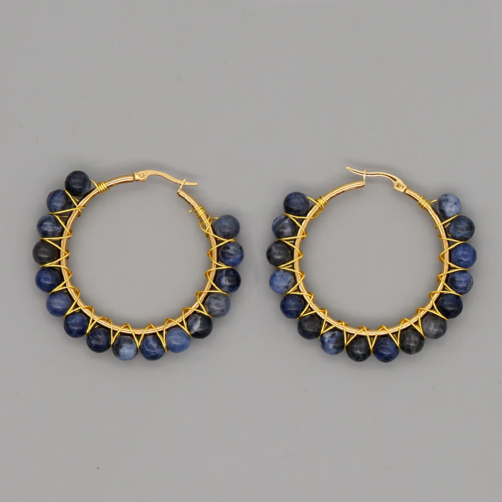 Sanne - Boho Natural Crystal Hoop Earrings for Women