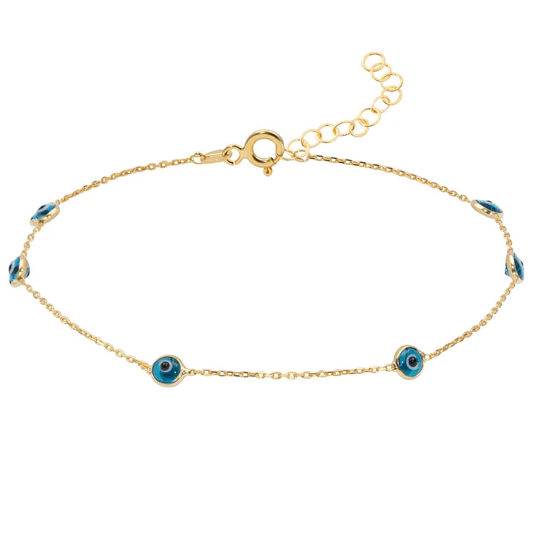 Zahira Evil Eye Anklet - Protective Silver Beach Jewellery