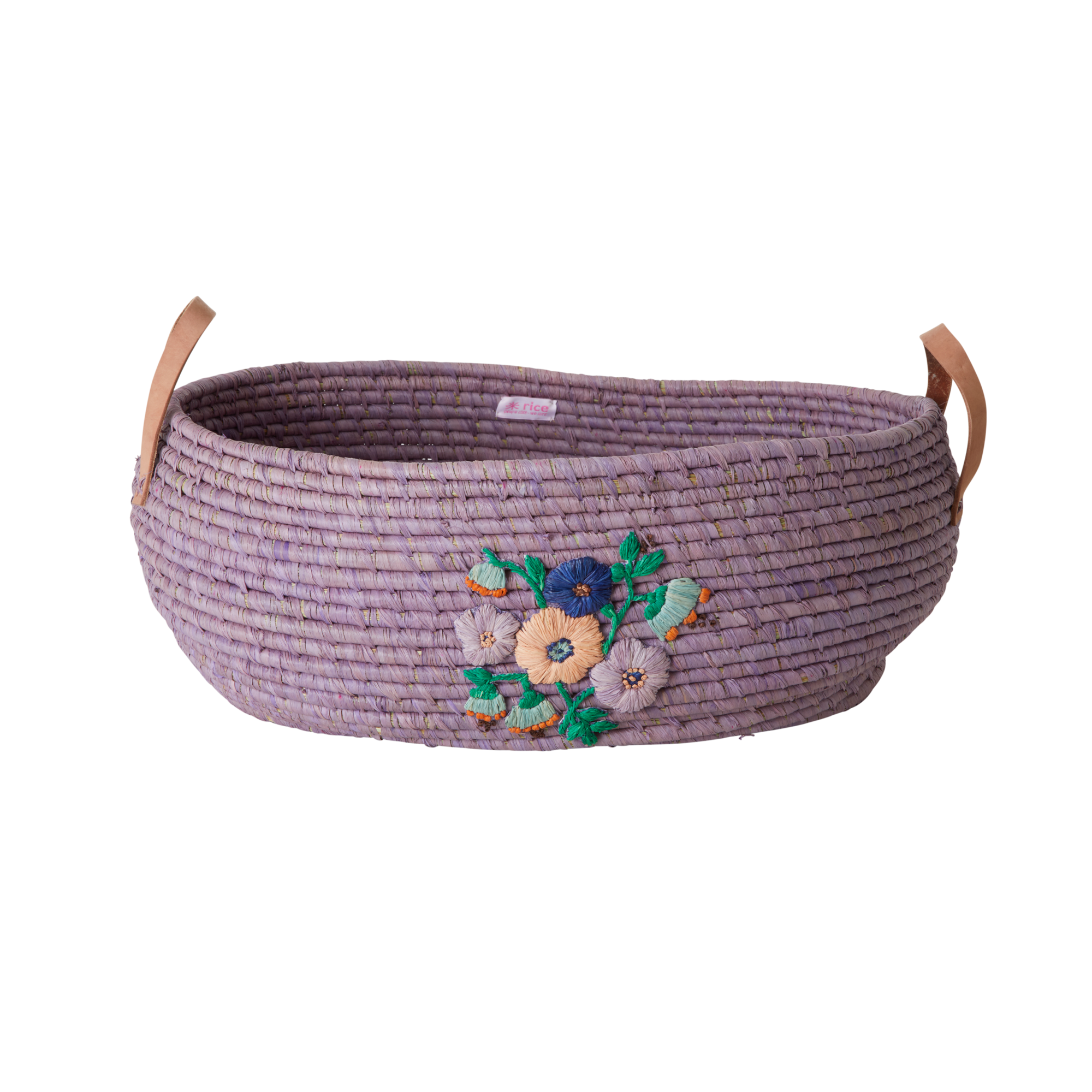 PurpleBloom - Large Handmade Raffia Basket