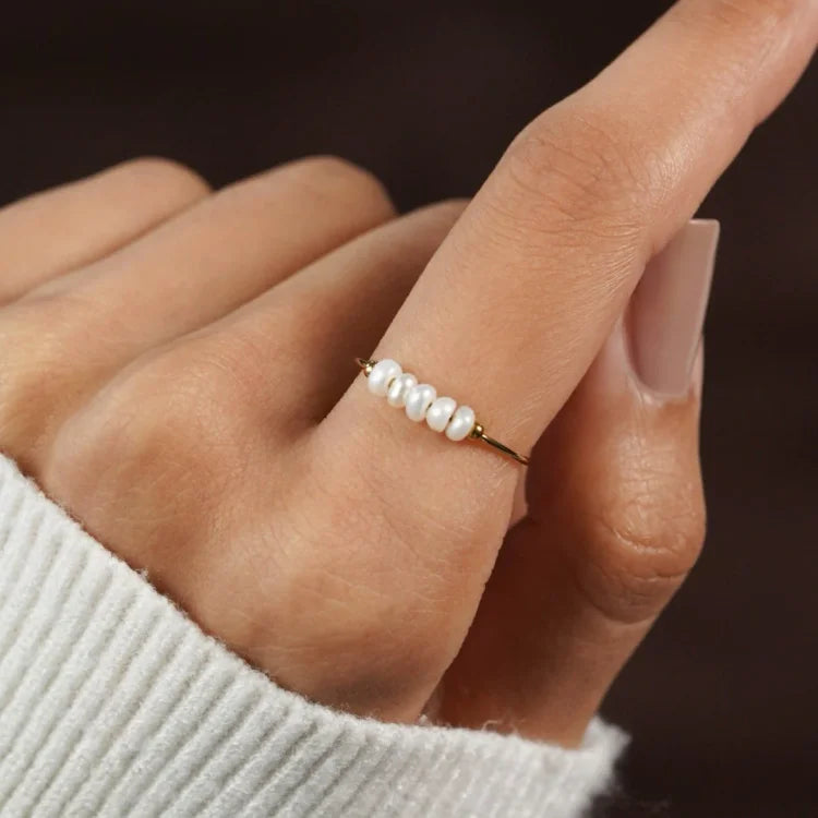 Sophie - Gold Pearl Ring for Women