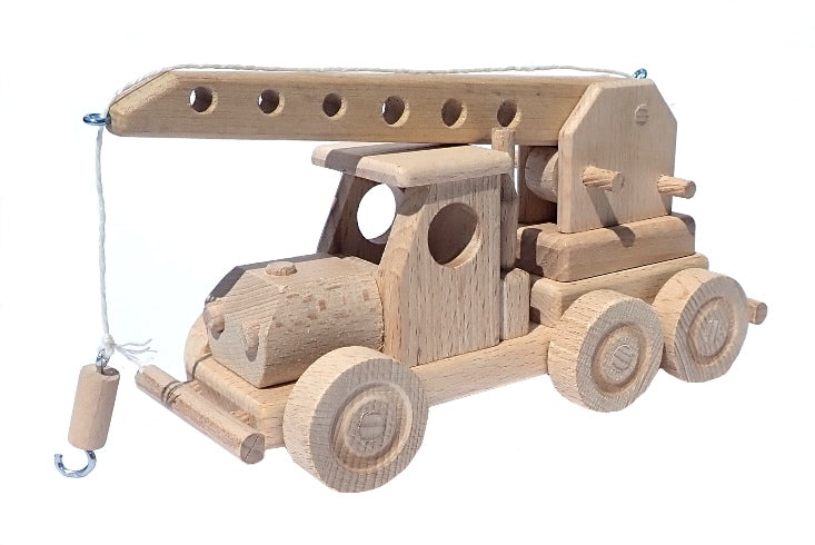 WoodCrane - Wooden Toy Crane Truck with Boom Arm