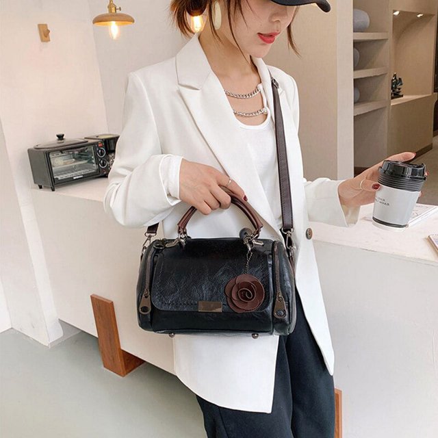 Dahlia Boston Bag - Elegant PU Leather Handbag