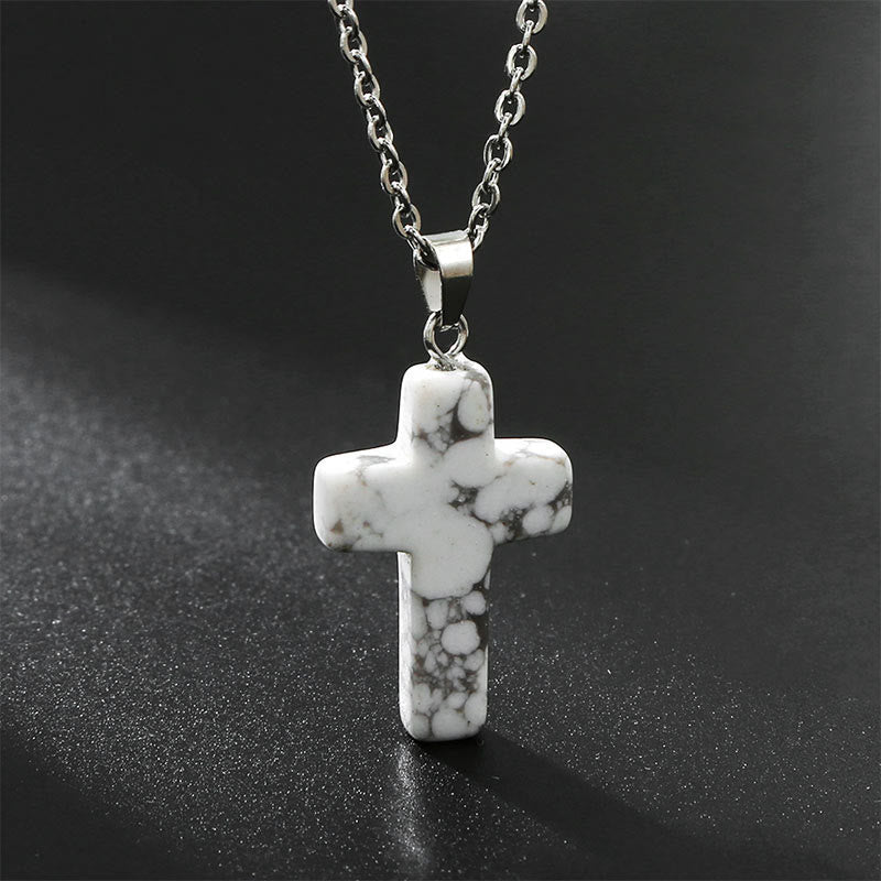 Seraphina - Natural Gemstone Cross Necklace for Women