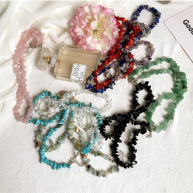 Lina Polished Crystal Necklace with Natural Gemstones