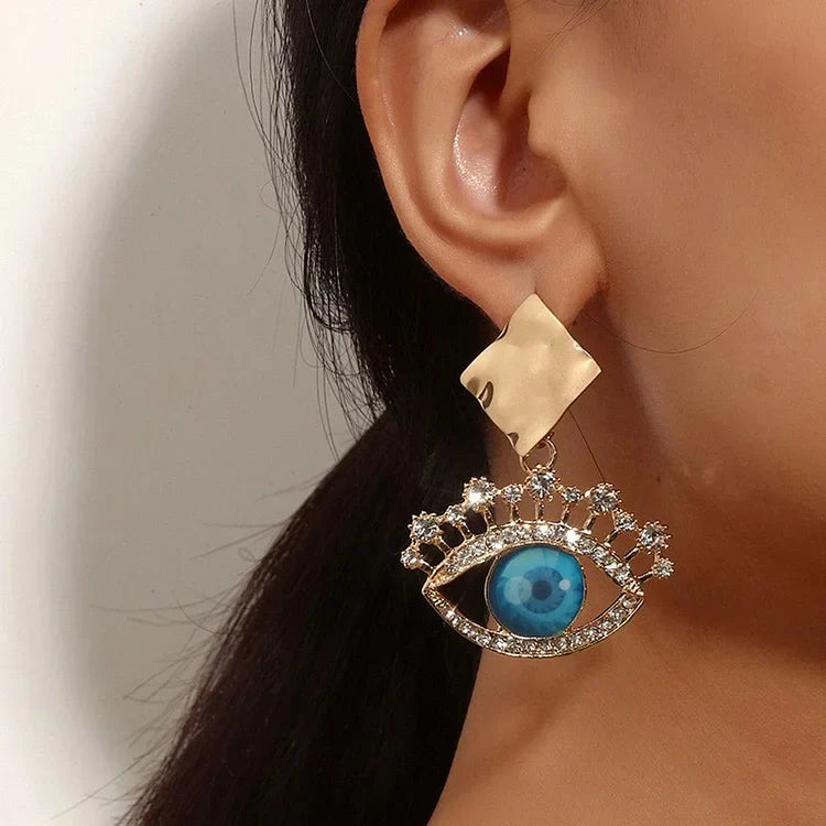 Nerina - Gold Vintage Evil Eye Drop Earrings for Women