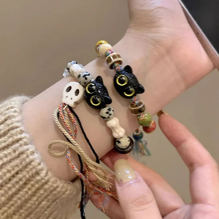 Selina - Delightful Skull and Cat Bracelet for Women