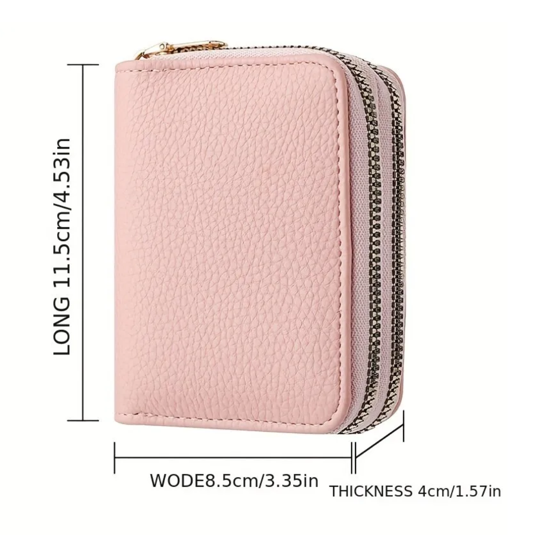 MiniWallet - Compact Lychee Print Wallet with Double Zip