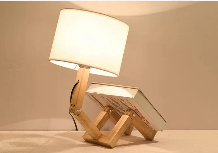 RutanFlex - Wooden Table Lamp with Shelf