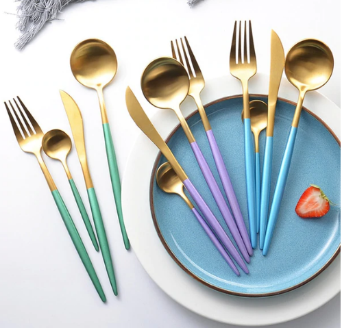Luxe 24-Piece Gold-Silver Cutlery Set