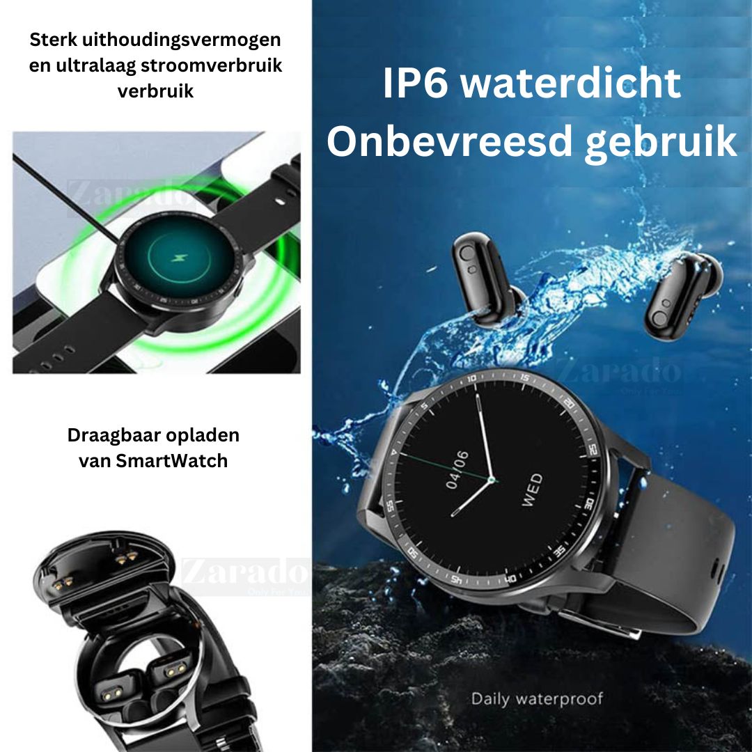 SmartLink Watch - Smartwatch with Built-in Wireless Earbuds