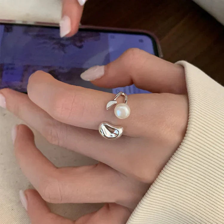 Elin - Pearl Bean Adjustable Ring for Women