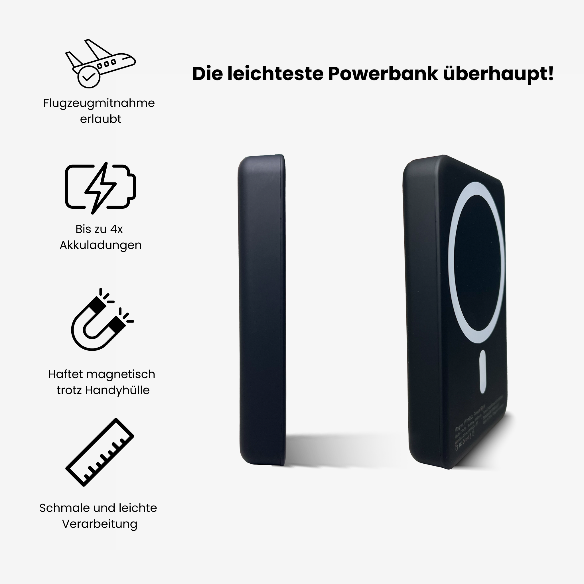 MagCharge - Slim Magnetic Power Bank with LED