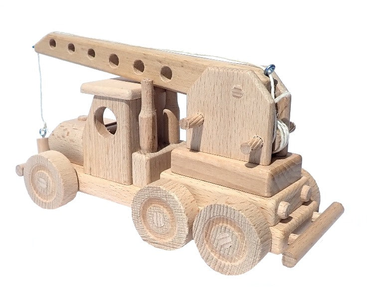 WoodCrane - Wooden Toy Crane Truck with Boom Arm